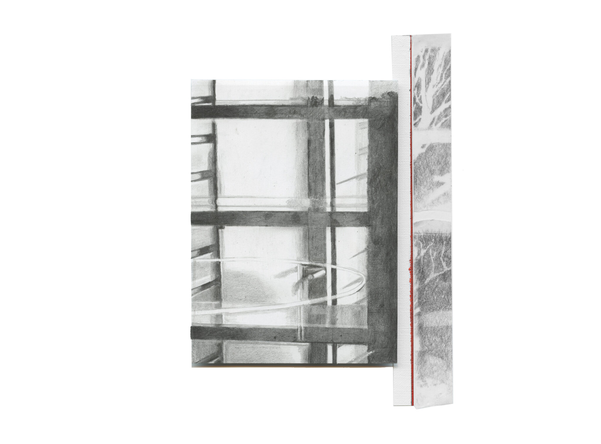 DOOR, (Colour))pencil, tape, acryl on stonepaper, on foam, 18x13cm 2023