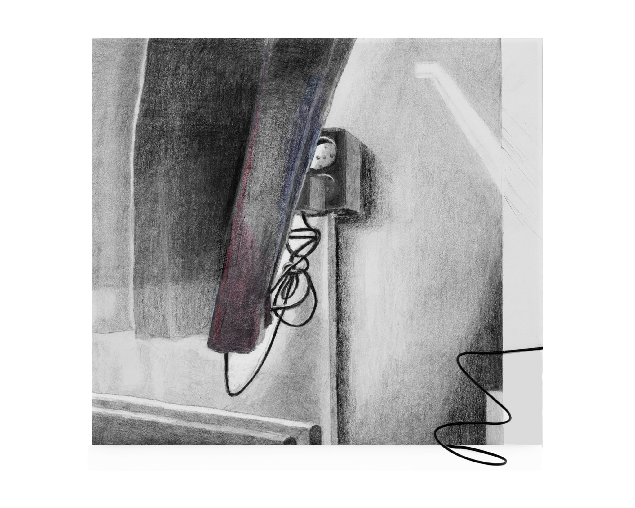 EARLY MORNING, (colour)pencil on stone paper, 17X18 cm, on foam on cardboard carrier, 42x29,7 cm. 2024