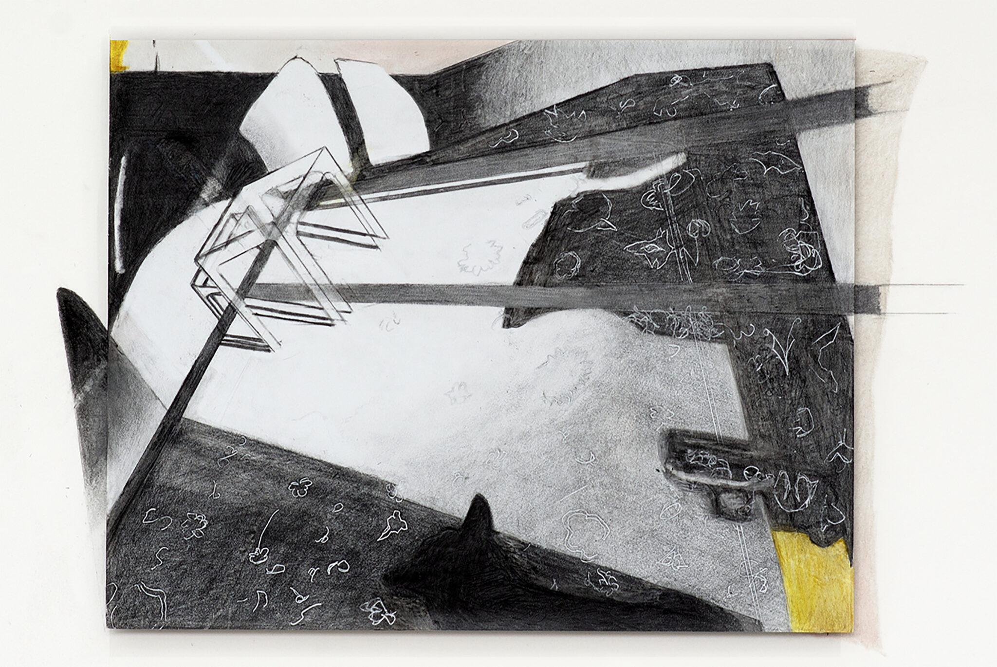 DOG IN A ROOM 1, (colour)pencil on stone paper on foam, 15,5x19,5 cm, 2025