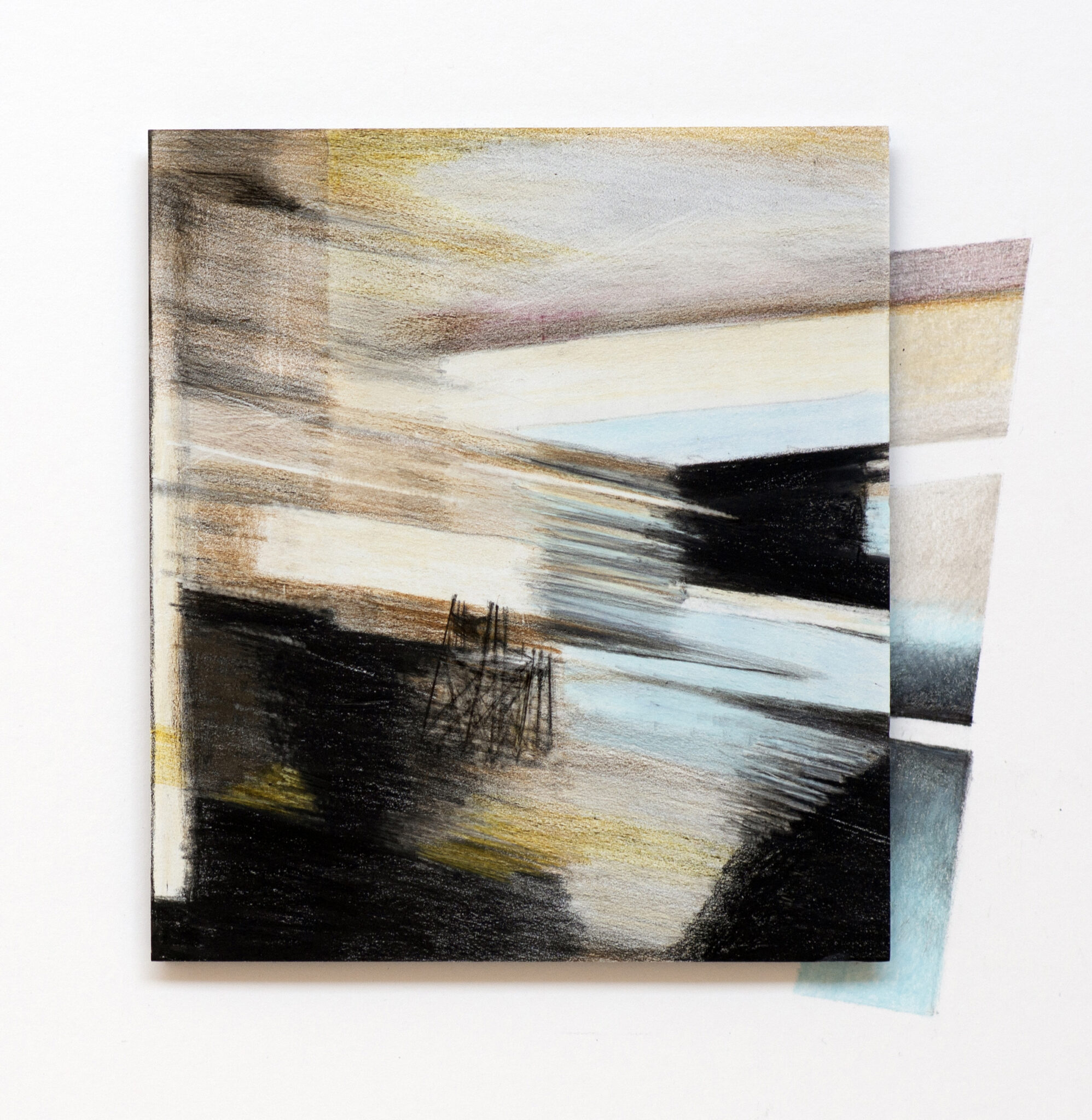 Ongoing 1, (colour)pencil on stone paper, on foam, 15x16cm, 2026