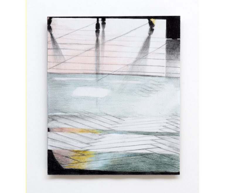 EVER ON THE MOVE, (colour)pencil on stone paper on foam, 15x12,5 cm 2026